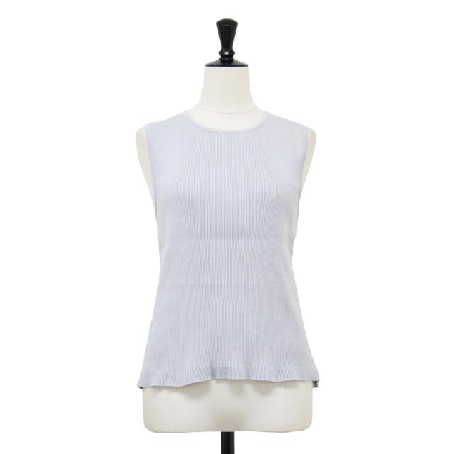 AURALEE オーラリー ニット ライトブルー サイズ:0(S) | ハイゲージ ノースリーブ リブ ニット | HIGH GAUGE RIB KNIT SLEEVELESS | タンクトップ クルーネック コットン | 日本製 | トップス【レディース】【中古】【K4552】
