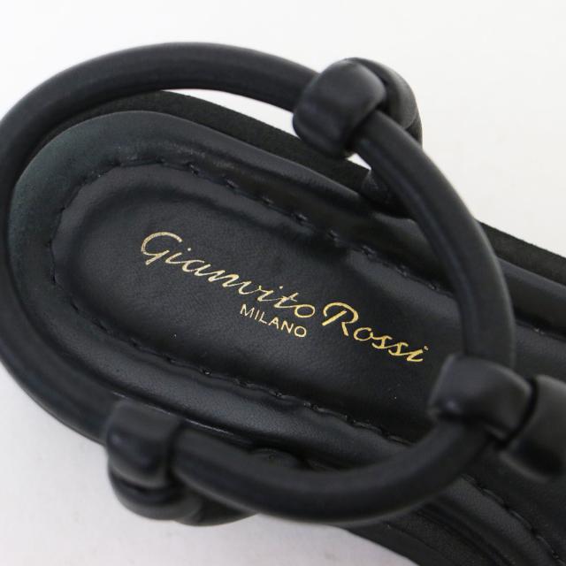 Gianvito Rossi ジャンヴィト ロッシ サンダル ブラック 黒 サイズ:36 1/2(23.5cm) | 24春夏 マリン ナッパレザー サンダル | MARINE NAPPA | フラット ストラップ 厚底 ラバー | イタリア製 | シューズ 靴【レディース】【中古】【K4555】