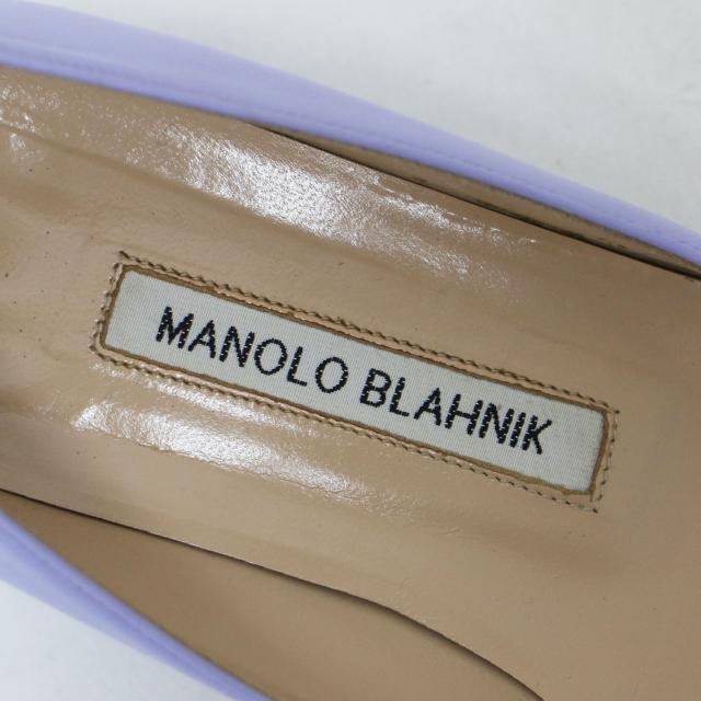 MANOLO BLAHNIK マノロブラニク ライトパープル サイズ:36.5(23.5cm) | リストニー レザー チャンキーヒール パンプス | LISTONY アーモンドトゥ ローヒール 牛革 【レディース】【中古】【K4555】