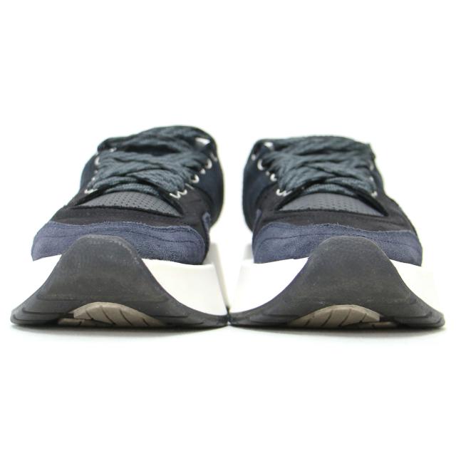 MM6 Maison Margiela メゾンマルジェラ ネイビー ブラック 紺黒 サイズ:37(24.0cm) | ランナー レザー スニーカー | レースアップ ボリュームソール スウェード メッシュ | ローカット スニーカー シューズ 靴 | イタリア製【レディース】【中古】【K4555】