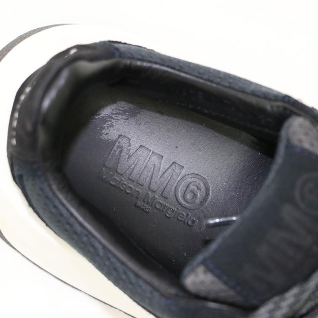 MM6 Maison Margiela メゾンマルジェラ ネイビー ブラック 紺黒 サイズ:37(24.0cm) | ランナー レザー スニーカー | レースアップ ボリュームソール スウェード メッシュ | ローカット スニーカー シューズ 靴 | イタリア製【レディース】【中古】【K4555】