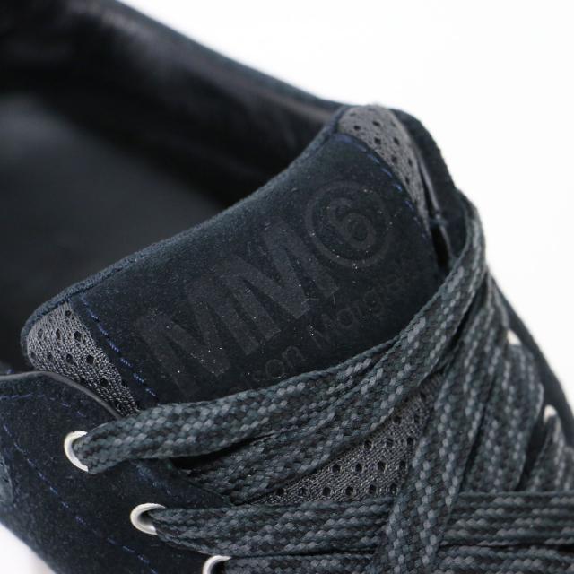 MM6 Maison Margiela メゾンマルジェラ ネイビー ブラック 紺黒 サイズ:37(24.0cm) | ランナー レザー スニーカー | レースアップ ボリュームソール スウェード メッシュ | ローカット スニーカー シューズ 靴 | イタリア製【レディース】【中古】【K4555】