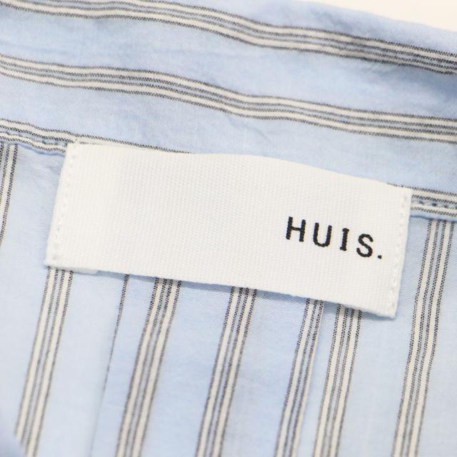 HUIS ハウス ワンピース ブルー サイズ:FREE | ゆるふわ コットン ショート スリーブ ロング シャツ ワンピース | 五分袖 スリット ストライプ | トップス 半袖 | 日本製【レディース】【中古】【K4555】 HUIS ハウス ワンピース ブルー サイズ:FREE | ゆるふわ コットン