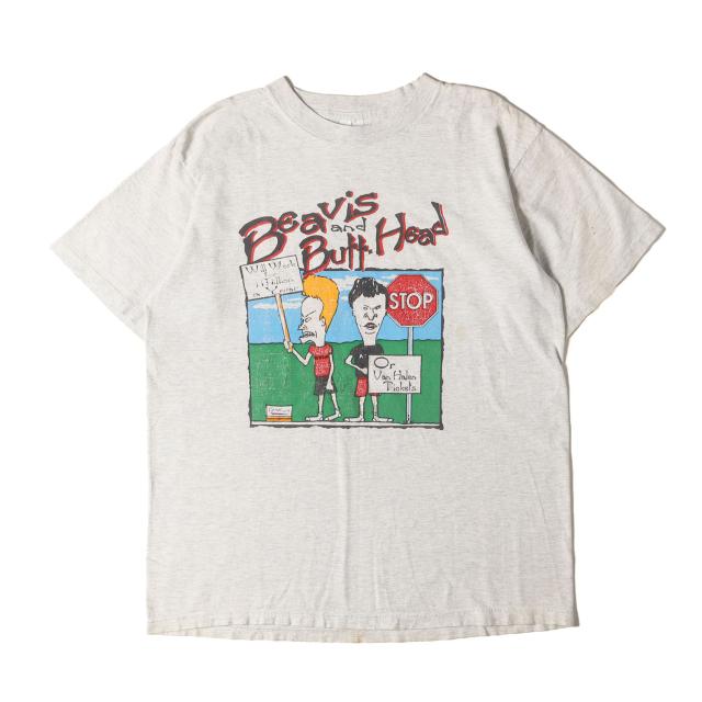 90s - 00s ヴィンテージ古着 | 90s Beavis and Butt-Head プリント クルーネック Tシャツ (SALEMボディ / USA製) | オートミール | サイズ:L | 90年代 | アニメ キャラクター | トップス カットソー 半袖【メンズ】【中古】【K4554】