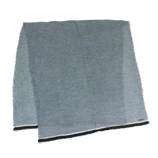 Faliero Sarti ファリエロサルティ ストール グレー×ブラック サイズ:FREE | 配色 ライン ストール / ショール マフラー | 大判 フリンジ | ブランド ファッション アイテム【レディース】【中古】【K4554】