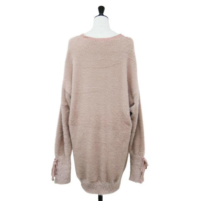 HYSTERIC GLAMOUR ヒステリックグラマー カーディガン ピンク サイズ:FREE | Vネック レースアップ カーディガン | ミドル丈 長袖 シャギー オーバーサイズ コットン | トップス 羽織り【レディース】【中古】【K4554】 HYSTERIC GLAMOUR ヒステリックグラマー カーディガン ピンク サイズ