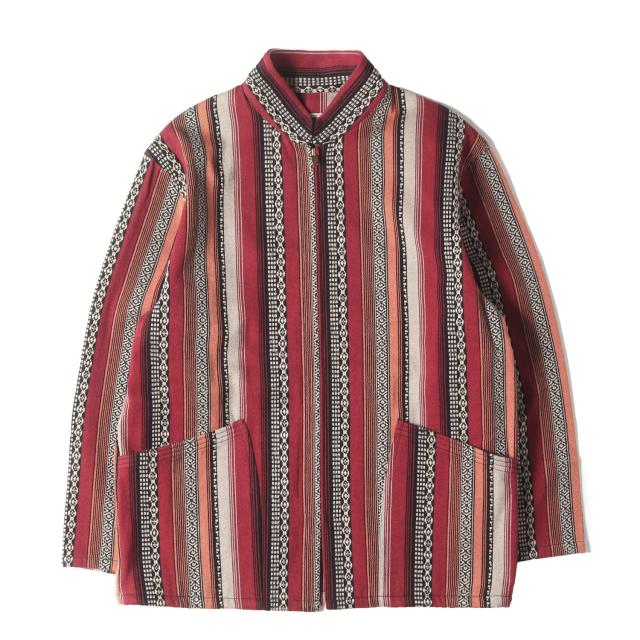 andfamily アンドファミリー ジャケット レッド サイズ:M | ネイティブ ストライプ ラグジャケット (Native Rag Jacket) | アウター ブルゾン 上着【メンズ】【中古】【美品】【K4555】