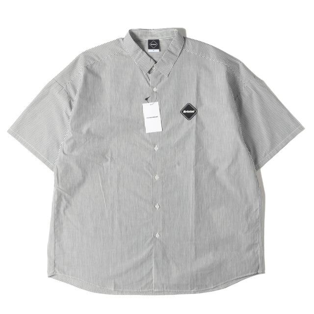 F.C.Real Bristol エフシーレアルブリストル シャツ ブラック ホワイト 黒白 サイズ:XL | 25SS ビッグロゴ ストライプ バギー 半袖シャツ (BIG LOGO S/S BAGGY SHIRT) | トップス カジュアルシャツ【メンズ】【K4556】