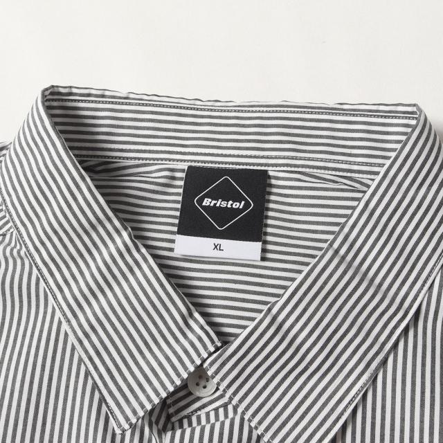 F.C.Real Bristol エフシーレアルブリストル シャツ ブラック ホワイト 黒白 サイズ:XL | 25SS ビッグロゴ ストライプ バギー 半袖シャツ (BIG LOGO S/S BAGGY SHIRT) | トップス カジュアルシャツ【メンズ】【K4556】
