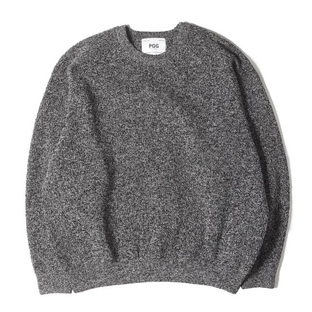 PGG ピージージー ニット ブラック ホワイト 黒白 サイズ:5 | メランジ ポリ ニット | 非売品 | トップス セーター プルオーバー【メンズ】【中古】【K4556】