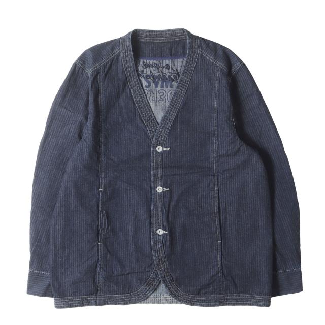 TENDERLOIN テンダーロイン ジャケット インディゴ サイズ:M | 23SS ヘリンボーンデニム ノーカラー 3つボタン ジャケット (DENIM HB 3BUTTON JKT) | アウター ブルゾン 上着【メンズ】【中古】【K4557】