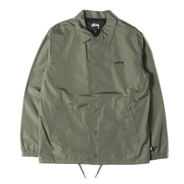 STUSSY ステューシー ジャケット カーキ サイズ:S | ストックロゴ コーチジャケット | アウター ブルゾン 上着【メンズ】【中古】【K4559】