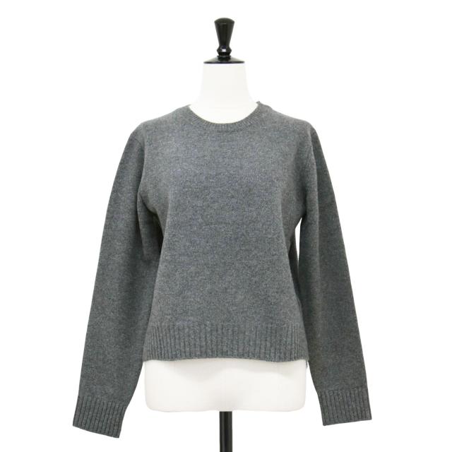 IENA イエナ ニット グレー サイズ:FREE | 23秋冬 SUPER180 クルー プルオーバー / ニット | ショー丈 クルーネック 長袖 ウール | トップス セーター【レディース】【中古】【K4557】