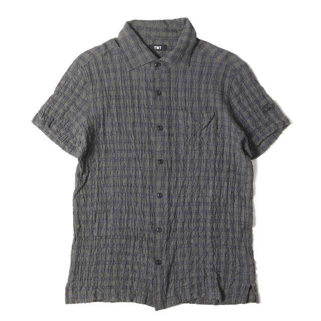TMT ティーエムティー シャツ チャコール サイズ:L | 23SS シャーリング チェック 半袖シャツ (SHEARING CHECK SHORT SLEEVE SHIRTS) | トップス カジュアルシャツ【メンズ】【中古】【美品】【K4558】