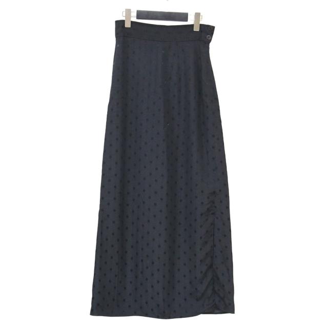 BACCA バッカ スカート ブラック 黒 サイズ:34(7号) | 21春夏 シャドードット ロング セミタイト スカート | Iライン アシンメトリー スリット モード ジャガード | 日本製 | ボトムス【レディース】【中古】【K4558】