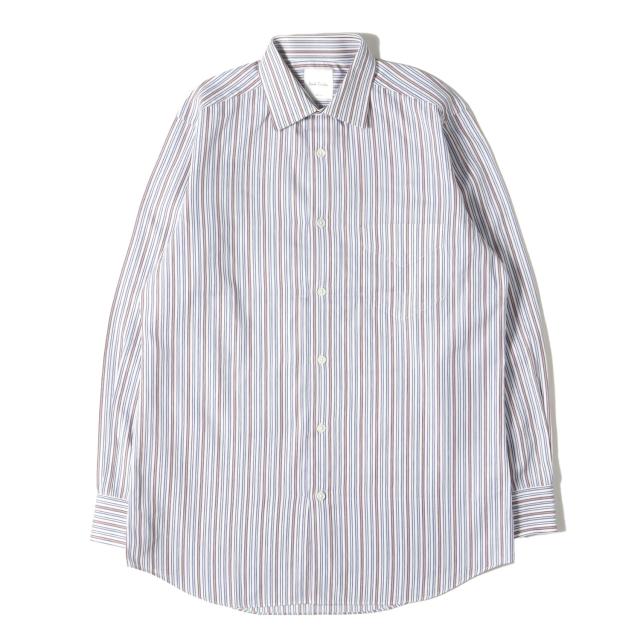 Paul Smith ポールスミス シャツ ホワイト ブルー ボルドー サイズ:M | カフス裏 ペイズリー ストライプ ローン ドレスシャツ (263213 801PA) | コンバーチブルカフス | MADE IN JAPAN | トップス カジュアルシャツ 長袖【メンズ】【中古】【美品】【K4561】