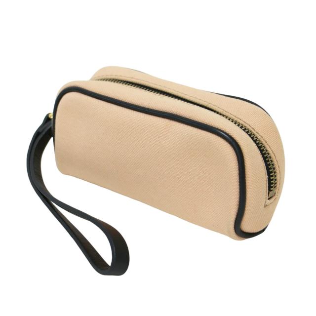 MARNI マルニ キャンバス ミニポーチ | ラウンドファスナー レザー | オレンジ系 ブラック | ブランド ファッション アイテム 小物【レディース】【中古】【K4566】