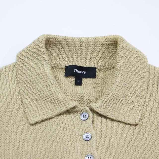 Theory セオリー ポロシャツ ブラウン系 サイズ:M | 25春夏 コットン ウール 半袖 ニット ポロシャツ | Wave Boucle Cap Sleeve Polo Shirt | プルオーバー コンパクト | トップス セーター【レディース】【中古】【K4561】_4