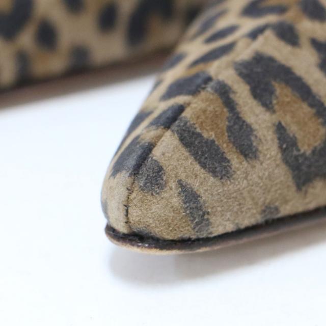 MANOLO BLAHNIK マノロブラニク ブーツ ブラウン系 サイズ:36.5(23.5cm) | レオパード ピンヒール ショートブーツ / ブーティ— | ポインテッドトゥ ハイヒール ヒョウ柄 | イタリア製 ブランド | シューズ 靴【レディース】【中古】【K4563】