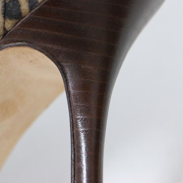 MANOLO BLAHNIK マノロブラニク ブーツ ブラウン系 サイズ:36.5(23.5cm) | レオパード ピンヒール ショートブーツ / ブーティ— | ポインテッドトゥ ハイヒール ヒョウ柄 | イタリア製 ブランド | シューズ 靴【レディース】【中古】【K4563】