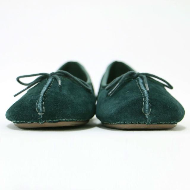 Clarks クラークス サイズ:UK7(26.0cm) | フレックル アイス スエード バレエシューズ | Freckle Ice | パンプス フラット スクエアトゥ レザー グリーン | ブランド 靴【レディース】【中古】【美品】【K4563】