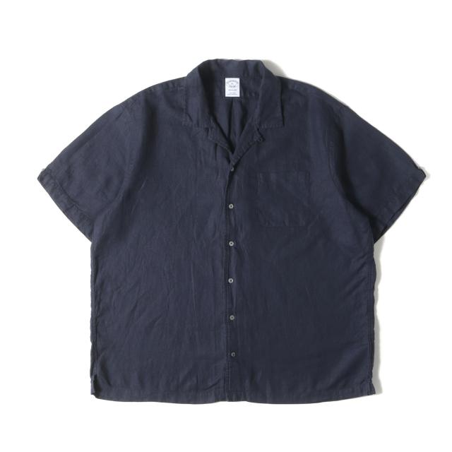 BROOKS BROTHERS ブルックスブラザーズ シャツ ネイビー 紺 サイズ:XL | アイリッシュリネン オープンカラー 半袖シャツ | BAIRD McNUTT社製 | トップス カジュアルシャツ 【メンズ】【中古】【美品】【K4564】 BROOKS BROTHERS ブルックスブラザーズ シャツ ネイビー 紺 サイズ:XL