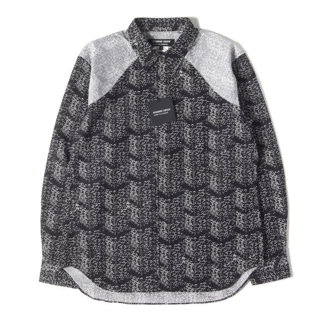 COMME des GARCONS HOMME DEUX コムデギャルソン オムドゥ シャツ ブラック ホワイト 黒白 サイズ:S | 25SS ヨーク切替 ジオメトリック ブロード ドレス シャツ (DO-B033) | 日本製 | トップス カジュアルシャツ 長袖【メンズ】【K4564】