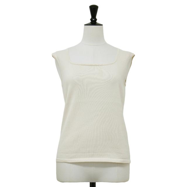 Plage プラージュ ニット アイボリー サイズ:FREE | 25春夏 ペーパー ミックス スリーブレス ニット | Paper Mix Sleeveless | プルオーバー ノースリーブ スクエアネック | トップス セーター【レディース】【中古】【美品】【K4565】