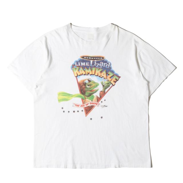 90s - 00s ヴィンテージ古着 | 90s DE KUYPER ウォッカライム リザード キャラクター Tシャツ | ホワイト 白 サイズ:L程度 | 90年代 | トップス カットソー 半袖【メンズ】【中古】【K4568】