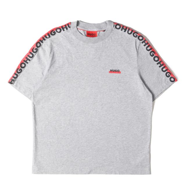 HUGO BOSS ヒューゴボス Tシャツ グレー サイズ:S | 現行タグ ブランドロゴライン クルーネック Tシャツ | トップス カットソー 半袖【メンズ】【中古】【美品】【K4569】