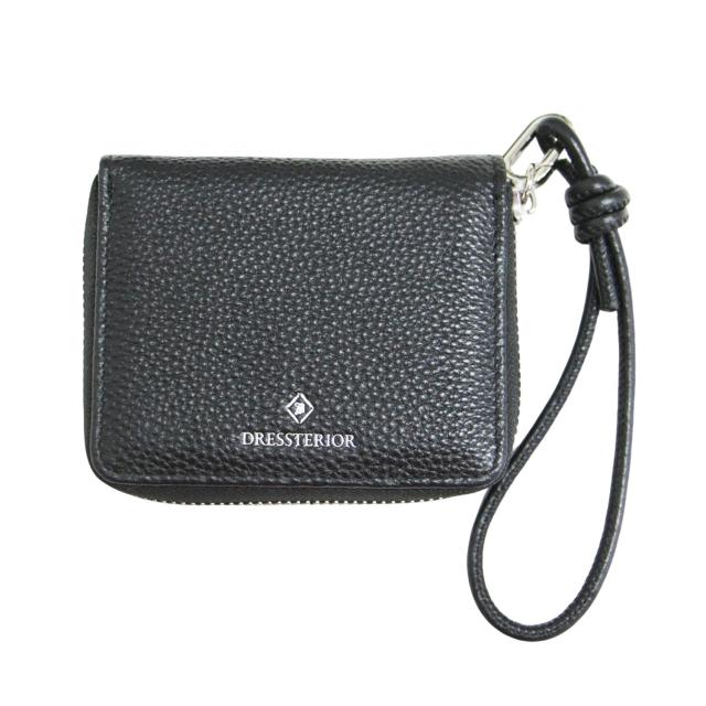 DRESSTERIOR ドレステリア 財布 ブラック 黒 | 25春夏 ハンドストラップ ミニ ウォレット / 財布 | 二つ折り ラウンドファスナー レザー | ブランド ファッション アイテム 小物【レディース】【中古】【美品】【K4569】