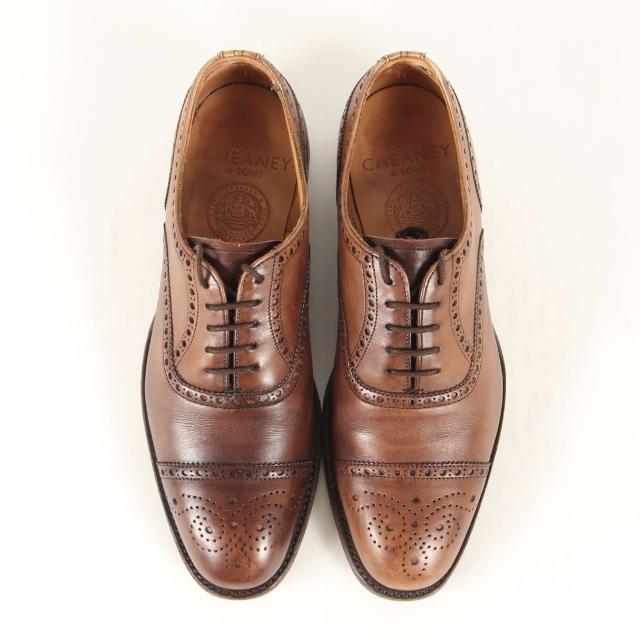 JOSEPH CHEANEY ジョセフチーニー モカ サイズ:UK5.5(24.5cm) | ウィルフレッド セミブローグ カーフレザー シューズ (WILFRED) | イングランド製 | 靴 革靴【メンズ】【中古】【K4570】