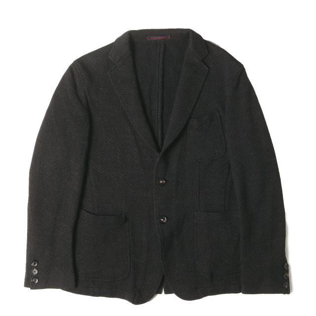 THE GIGI ザ ジジ ジャケット ブラック ブラウン サイズ:46 | ジャガードニット 2つボタン テーラードジャケット | アウター ブレザー 上着 | イタリア製【メンズ】【中古】【美品】【K4572】