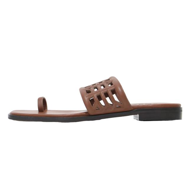 ROPE ロペ サンダル キャメル サイズ:36 1/2(23.5cm) | 24春夏 アメリア サンダル | Amelia Sandal | トングサンダル ローヒール スムース調 アナグラムモチーフ | ブランド シューズ 靴【レディース】【K4573】