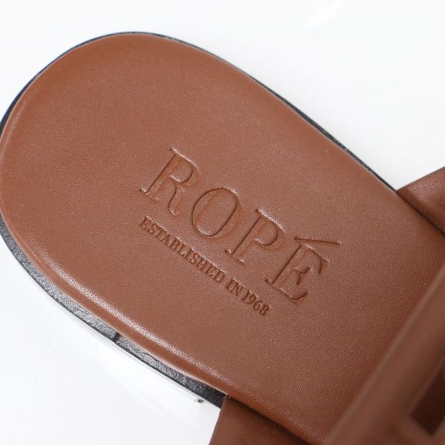 ROPE ロペ サンダル キャメル サイズ:36 1/2(23.5cm) | 24春夏 アメリア サンダル | Amelia Sandal | トングサンダル ローヒール スムース調 アナグラムモチーフ | ブランド シューズ 靴【レディース】【K4573】
