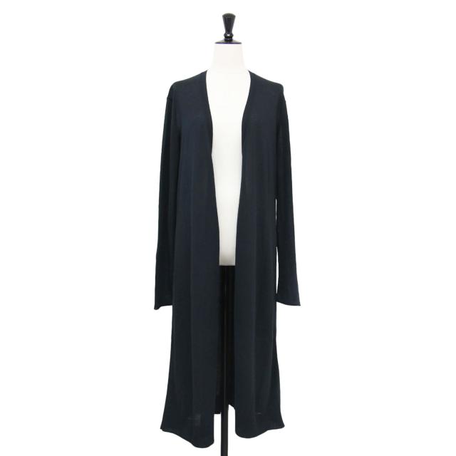 Theory セオリー カーディガン ブラック 黒 サイズ:S | ロング カーディガン / 長袖 膝下丈 シアー リブ コットン | トップス 羽織り【レディース】【中古】【K4573】