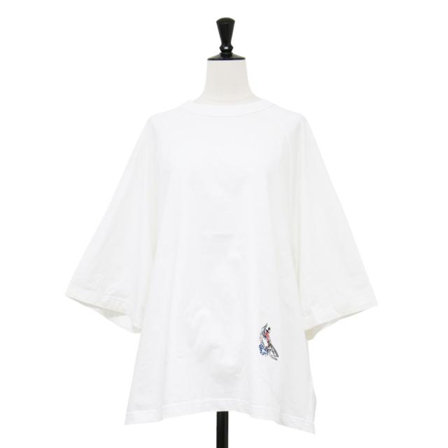 BOTTEGA VENETA ボッテガヴェネタ Tシャツ ホワイト 白 サイズ:S | 24春夏 ソフト コットン ジャージー Tシャツ / カットソー | 半袖 クルーネック ラグラン ワイド 刺繍 | トップス イタリア製【レディース】【中古】【K4575】