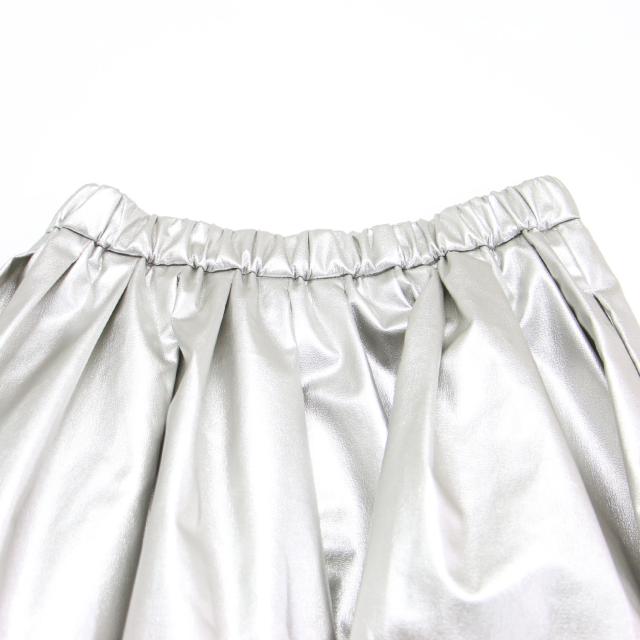 THIRD MAGAZINE サードマガジン スカート シルバー サイズ:9(M) | シャイニー ボリューム スカート / ロング丈 ギャザー フェイクレザー | ボトムス 日本製【レディース】【中古】【美品】【K4575】