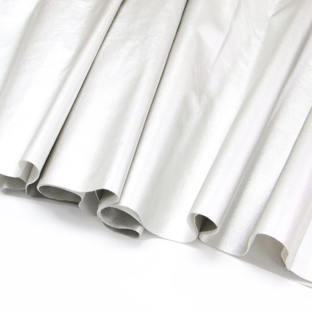 THIRD MAGAZINE サードマガジン スカート シルバー サイズ:9(M) | シャイニー ボリューム スカート / ロング丈 ギャザー フェイクレザー | ボトムス 日本製【レディース】【中古】【美品】【K4575】