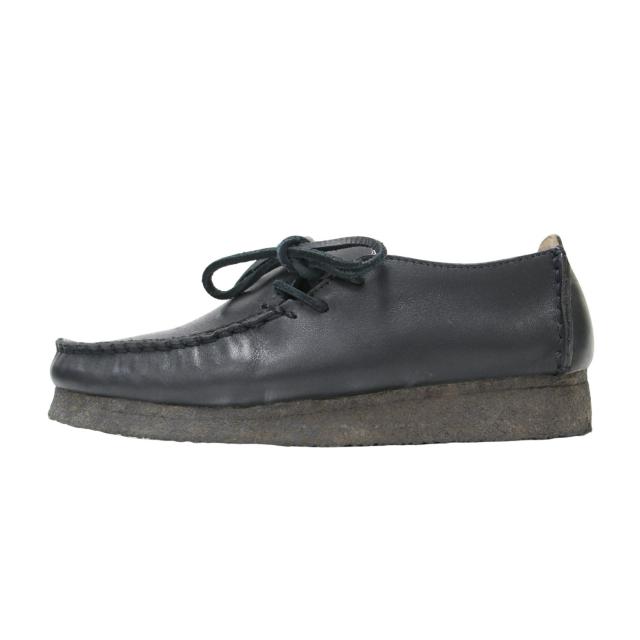 Clarks クラークス ブラック 黒 サイズ:UK6(25.0cm) | ラガー スムースレザー サイドレースアップ シューズ | Lugger | モカシン クレープソール | ブランド 靴【レディース】【中古】【K4575】