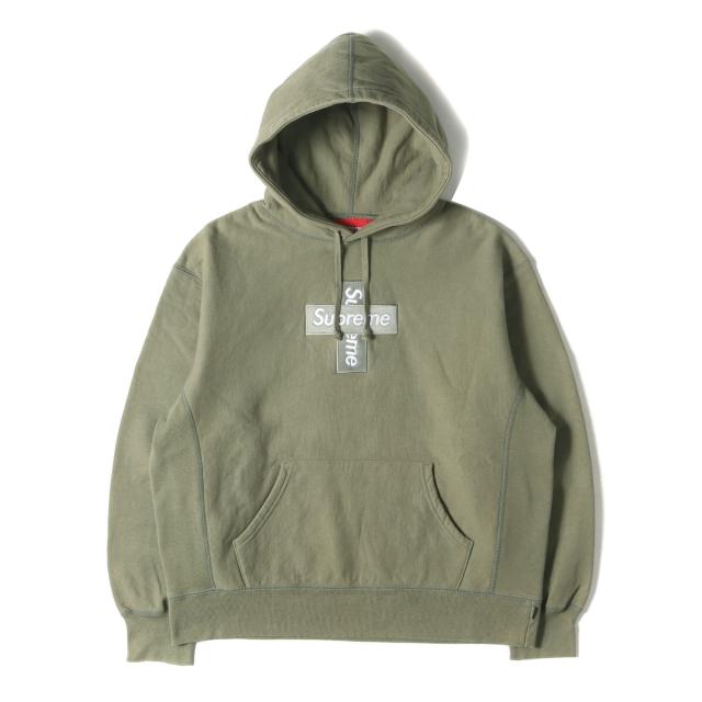 Supreme シュプリーム パーカー ライトオリーブ サイズ:S | 20AW クロスボックスロゴ スウェット パーカー (Cross Box Logo Hooded Sweatshirt) | トップス フーディー プルオーバー【メンズ】【中古】【K4578】