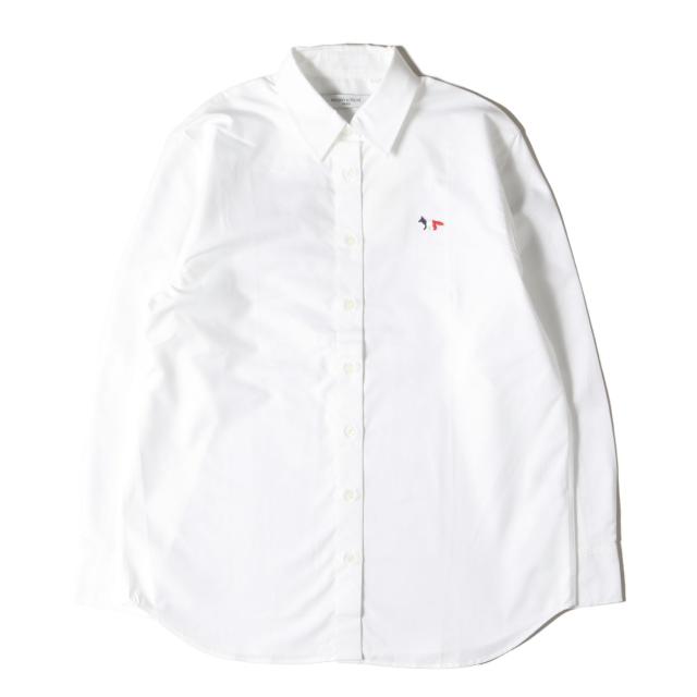 MAISON KITSUNE メゾン キツネ シャツ ホワイト サイズ:38 | 現行タグ ワンポイント刺繍 オックスフォード シャツ | トップス カジュアルシャツ 長袖【メンズ】【K4578】