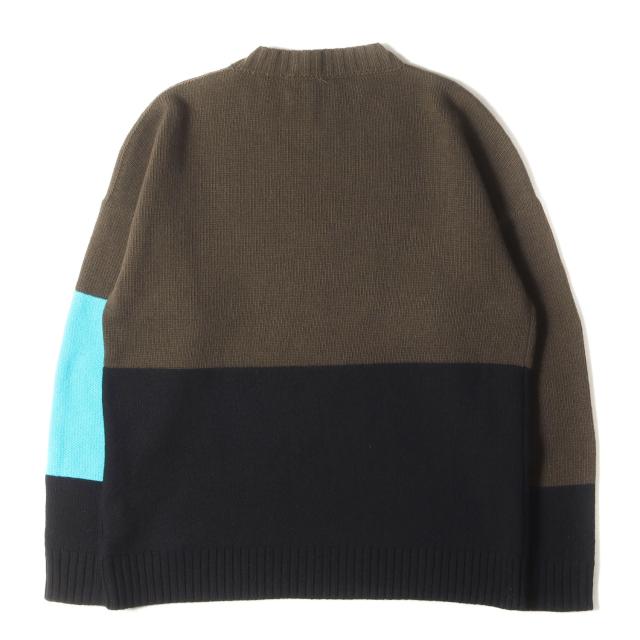 OFF-WHITE オフホワイト ニット カーキ ブラック サイズ:S | 22SS カラーブロック ウールニット セーター | イタリア製 | トップス プルオーバー【メンズ】【中古】【K4580】_1