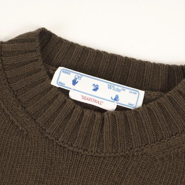 OFF-WHITE オフホワイト ニット カーキ ブラック サイズ:S | 22SS カラーブロック ウールニット セーター | イタリア製 | トップス プルオーバー【メンズ】【中古】【K4580】_2