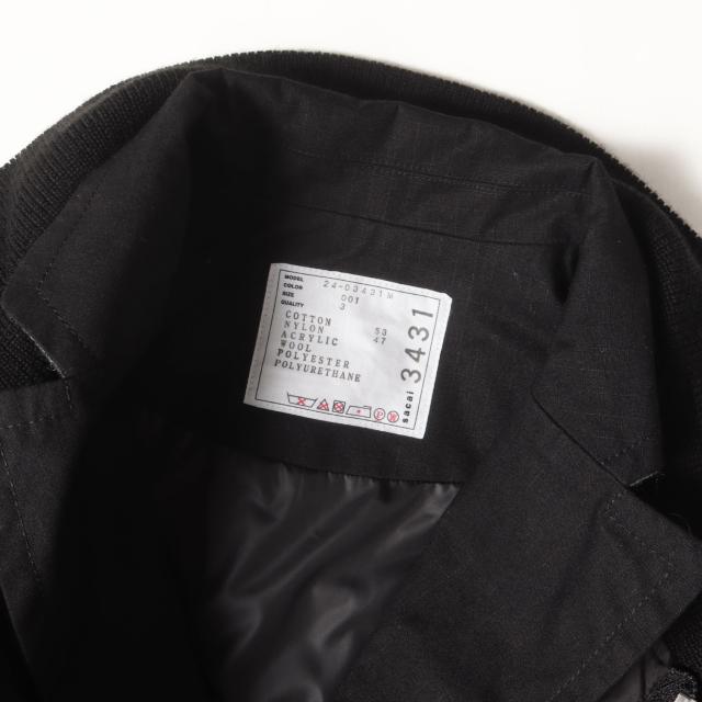 Sacai サカイ ジャケット 黒 ブラック サイズ:3 | 24AW テーラード ドッキング ボンバー ジャケット Rip Stop Jacket 24-03431M | 上着 アウター ブルゾン 【メンズ】【中古】【美品】【K4587】_2