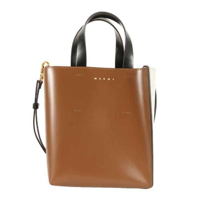 MARNI マルニ バッグ ブラウン×ライトグレー×ブラック | ミュゼオ ミニ バッグ | MUSEO | トートバッグ ショルダー | 2WAY 肩掛け クロスボディ 配色 カーフレザー | イタリア製 ブランド カバン【レディース】【中古】【K4613】_2