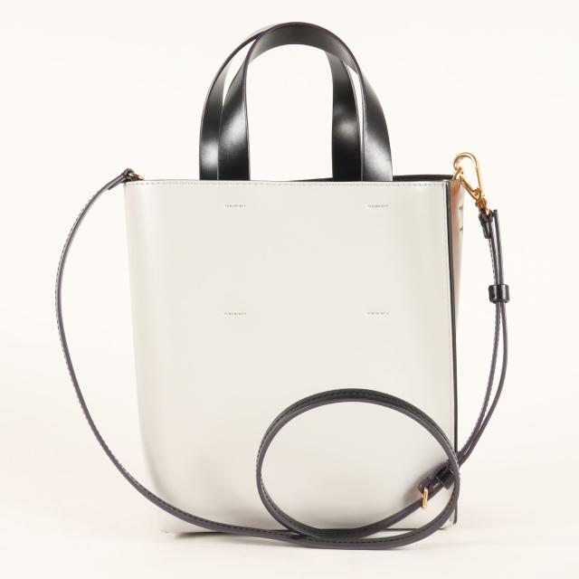 MARNI マルニ バッグ ブラウン×ライトグレー×ブラック | ミュゼオ ミニ バッグ | MUSEO | トートバッグ ショルダー | 2WAY 肩掛け クロスボディ 配色 カーフレザー | イタリア製 ブランド カバン【レディース】【中古】【K4613】_3