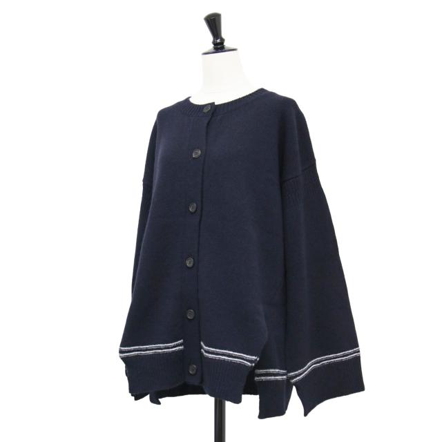 MARNI マルニ カーディガン ネイビー 紺 サイズ:40(M) | 24秋冬 バックロゴ キモノスリーブ カーディガン / ニット | クルーネック 長袖 ウール | イタリア製 | トップス セーター【レディース】【中古】【K4613】