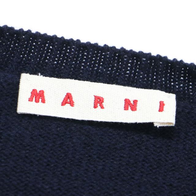 MARNI マルニ カーディガン ネイビー 紺 サイズ:40(M) | 24秋冬 バックロゴ キモノスリーブ カーディガン / ニット | クルーネック 長袖 ウール | イタリア製 | トップス セーター【レディース】【中古】【K4613】