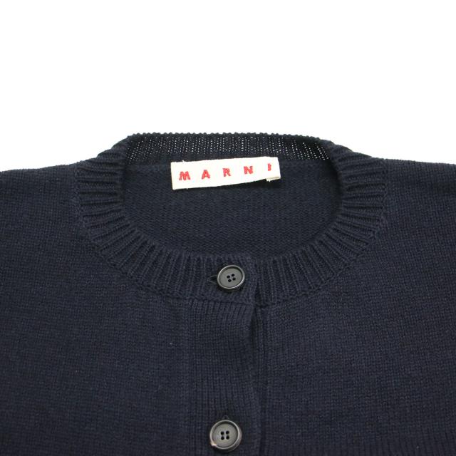 MARNI マルニ カーディガン ネイビー 紺 サイズ:40(M) | 24秋冬 バックロゴ キモノスリーブ カーディガン / ニット | クルーネック 長袖 ウール | イタリア製 | トップス セーター【レディース】【中古】【K4613】